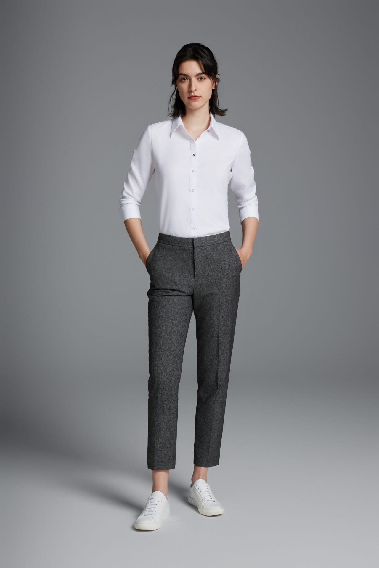 Slim Slate Gray Stretch Cotton-blend Suit Pant