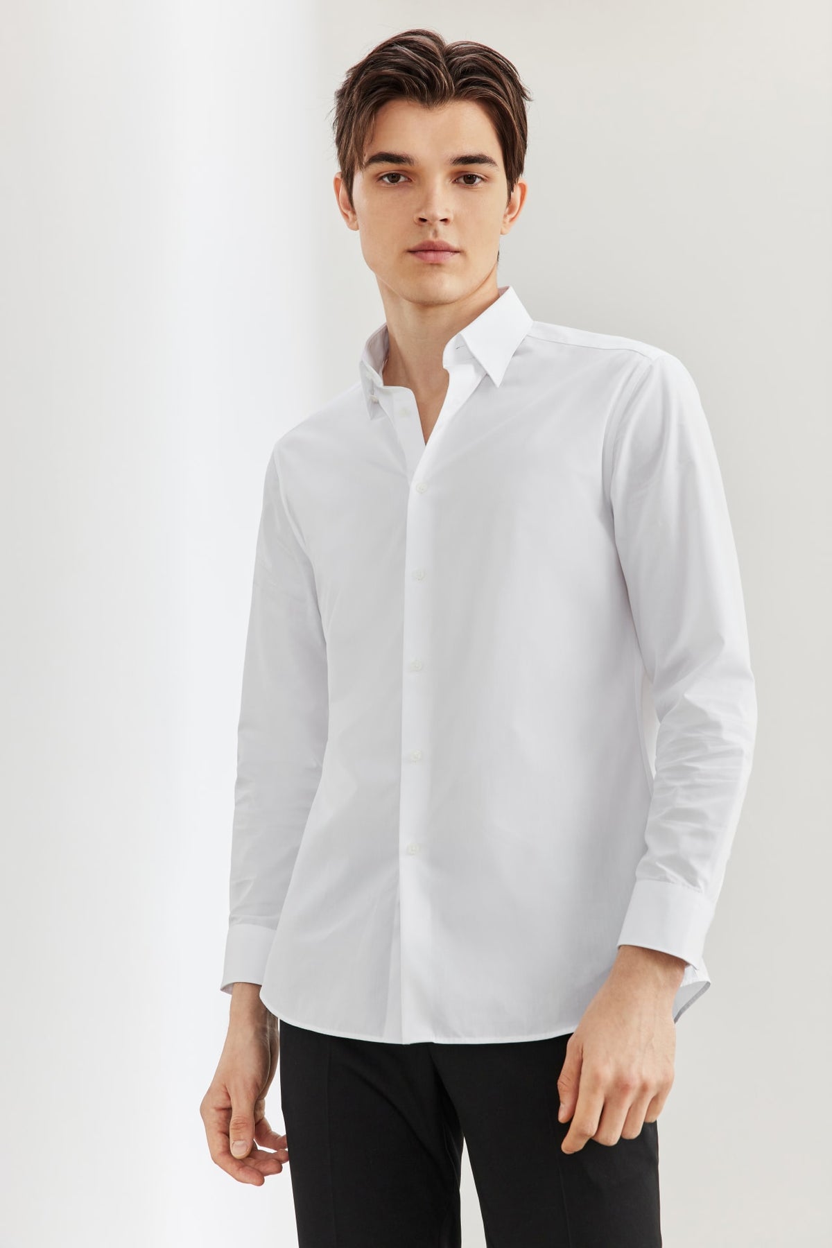G2000 Shirts Non-Iron Easy Care Poplin Smart Fit Long Sleeve Shirt Brilliant White Smart