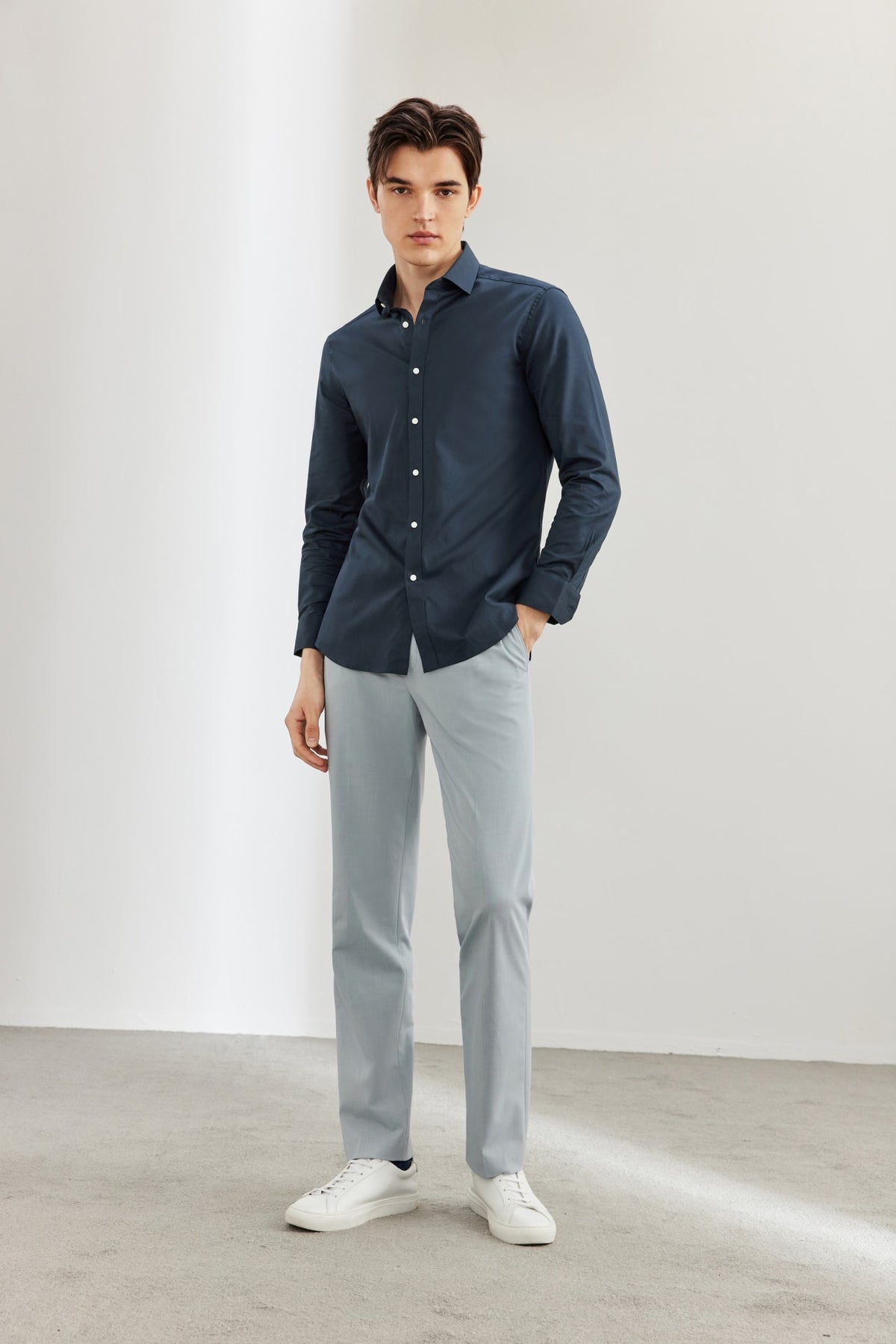 G2000 - Shirts - Non-Iron Easy Care Wide Twill Smart Fit Shirt - Peacoat - Smart