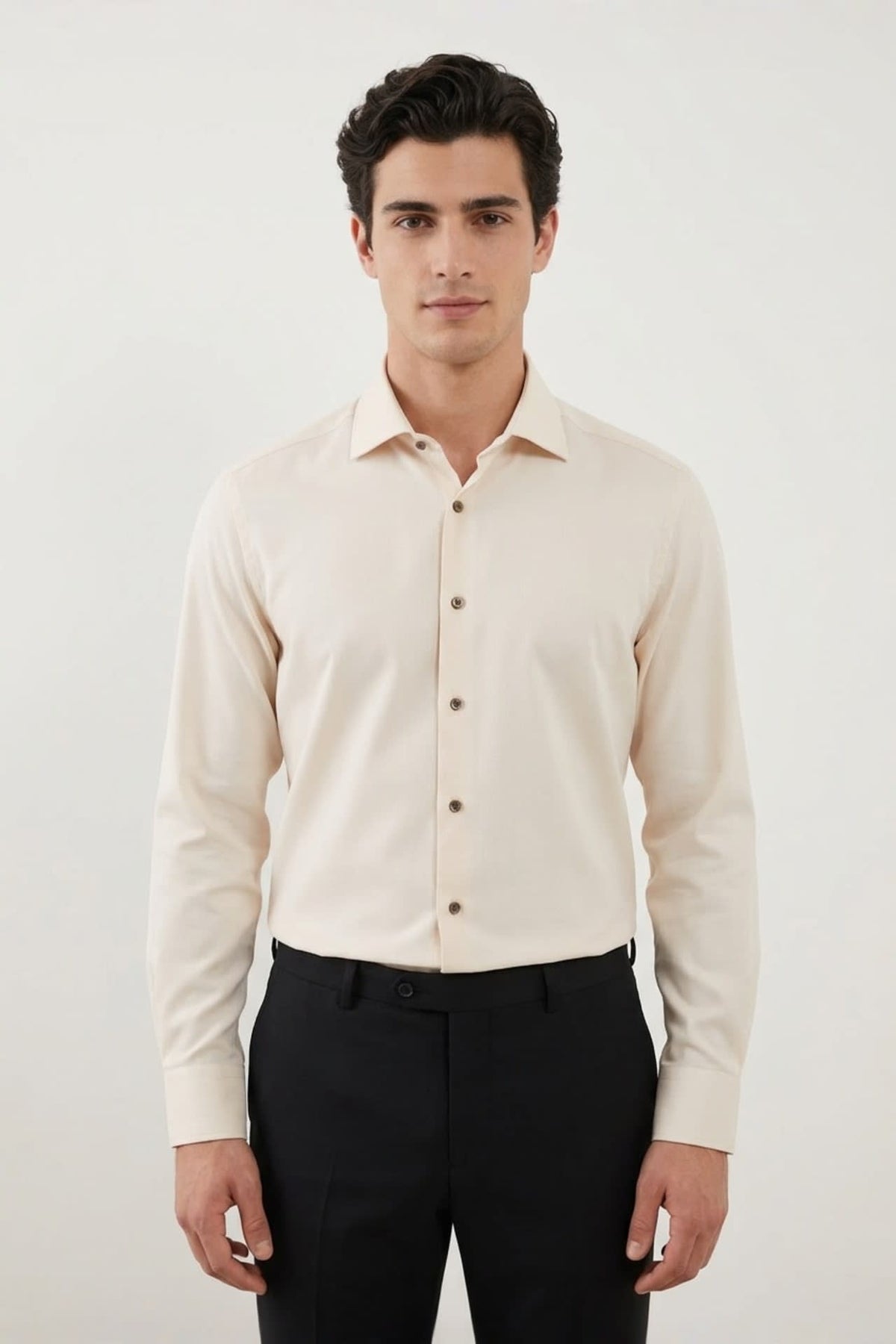 G2000 Shirts Non-Iron Dry Stretch Texture Stripe Smart Fit Long Sleeve Shirt Pastel Rose Tan Smart