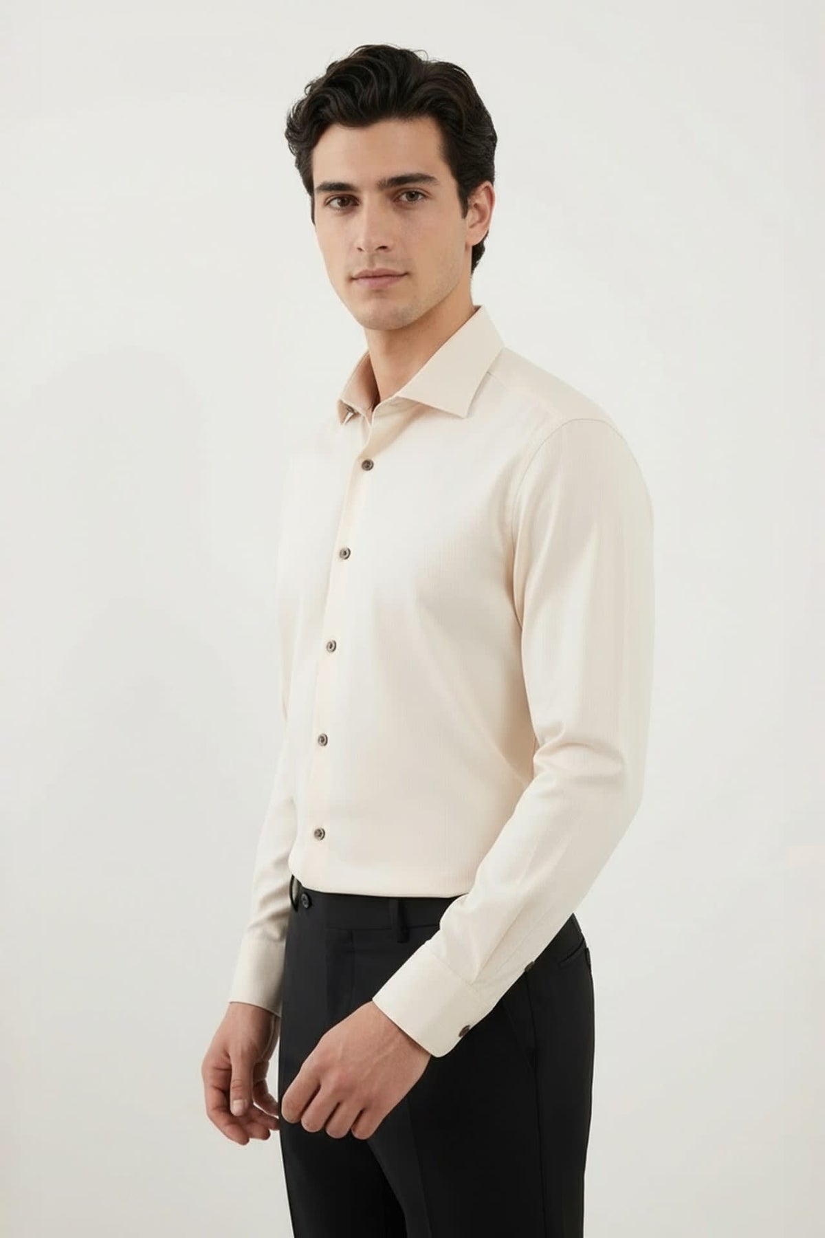 G2000 Shirts Non-Iron Dry Stretch Texture Stripe Smart Fit Long Sleeve Shirt
