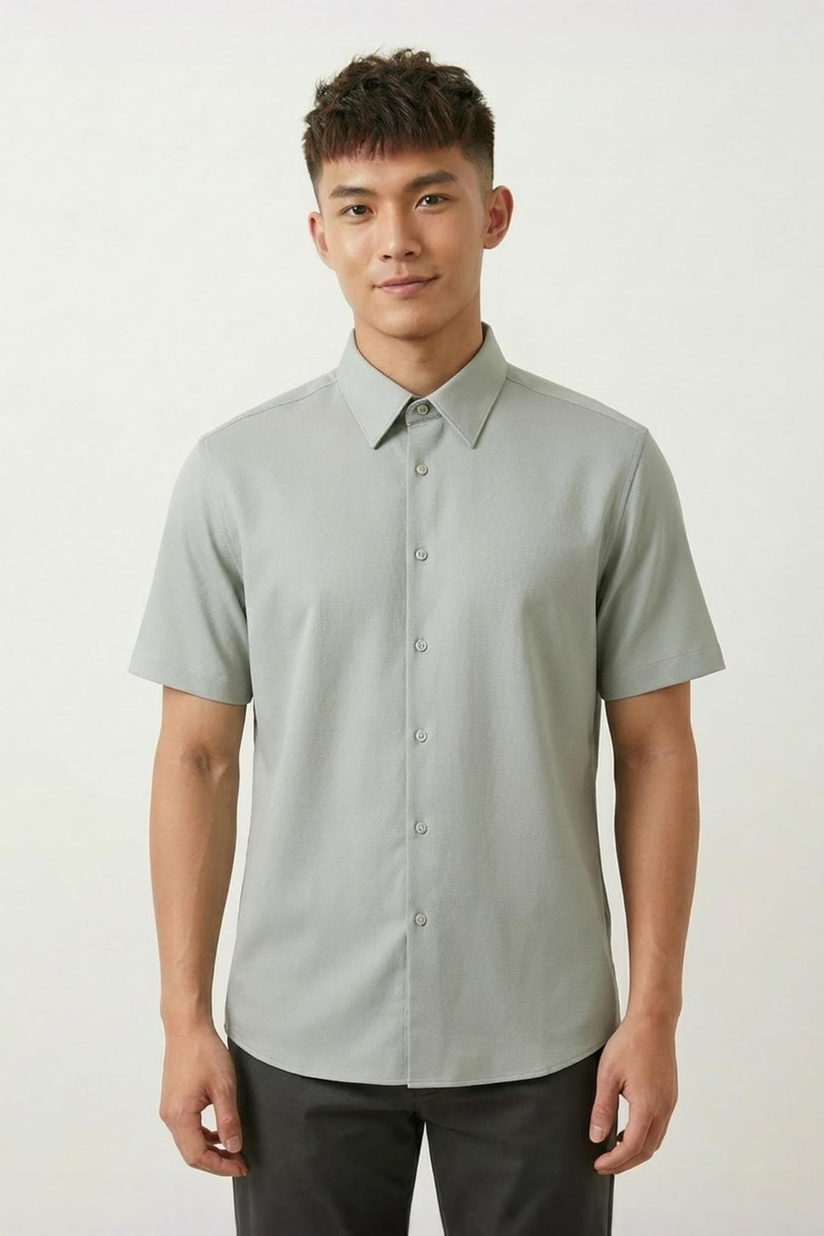 G2000 Shirts Non-Iron Easy Care Stretch Dot Textured Smart Fit Short Sleeve Shirt Woodbine Smart