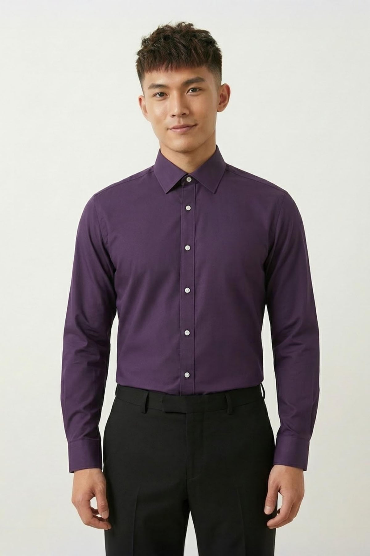 G2000 Shirts Non-Iron Premium Cotton Fine Twill Smart Fit Long Sleeve Shirt Blackberry Cordial Smart