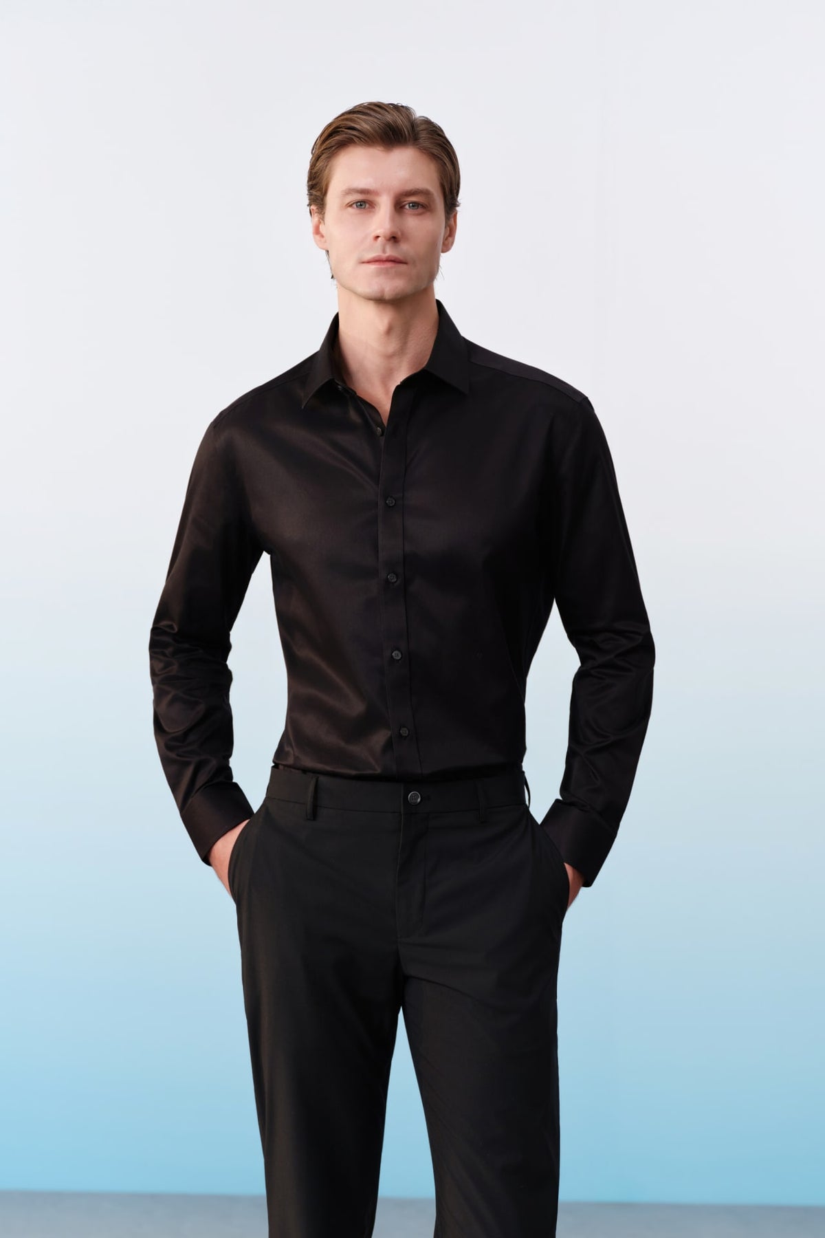 G2000 Shirts Non-Iron Premium Cotton Fine Twill Smart Fit Long Sleeve Shirt Anthracite Smart