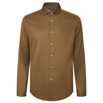 G2000 Shirts Non-Iron Cotton Stretch Smart Fit Twill Shirt Driftwood Brown Smart