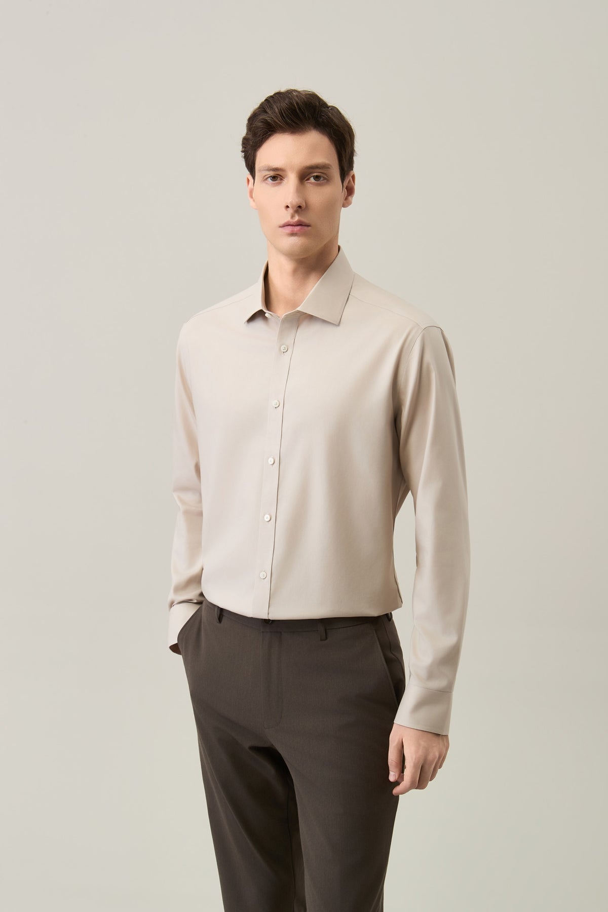 Non-Iron Pure Cotton Oxford Smart Fit Long Sleeve Shirt
