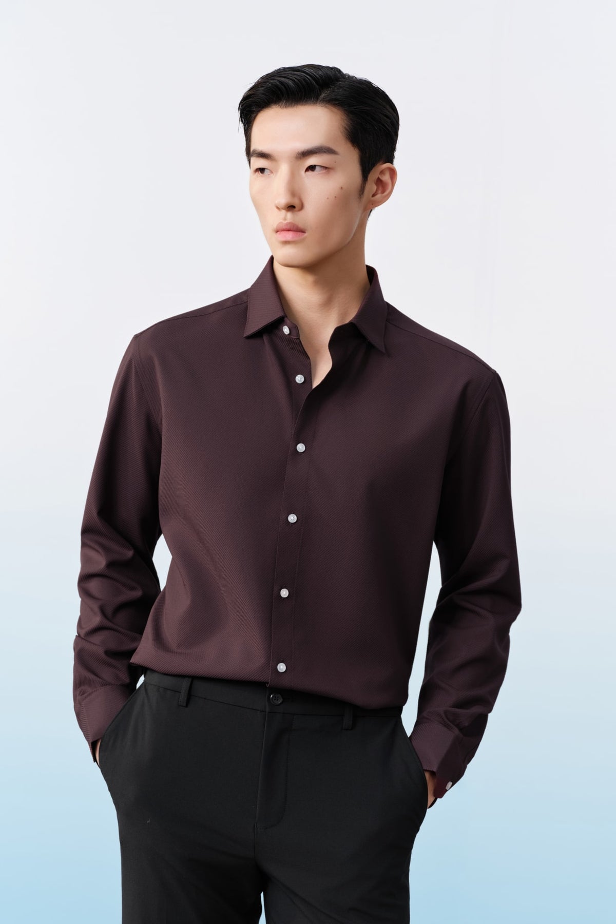 G2000 Shirts Non-Iron Dry Texture Twill Smart Fit Long Sleeve Shirt Rhododendron Smart