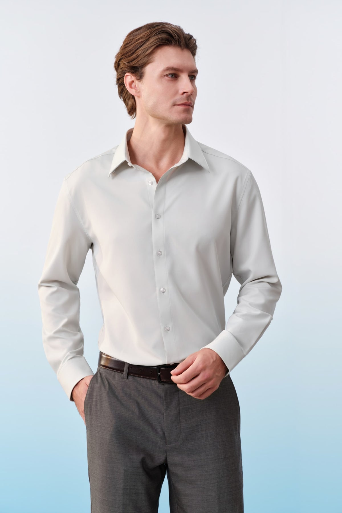 G2000 Shirts Non-Iron Dry Fine Twill Smart Fit Long Sleeve Shirt Paradise Green Smart