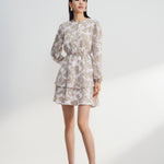 G2000 Dresses Chiffon Floral Print Layered Dress Pebble Whisper Regular