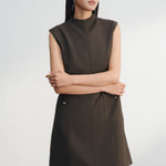 G2000 Dresses Metallic Button Mock Neck Dress