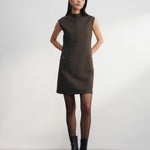 G2000 Dresses Metallic Button Mock Neck Dress Cold Clay Regular