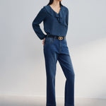 G2000 Shirts & Tops Dotted Print Ruffled V-Neck Blouse