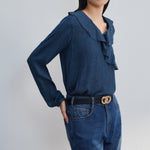 G2000 Shirts & Tops Dotted Print Ruffled V-Neck Blouse