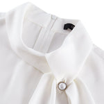 G2000 Shirts & Tops Crepe Stand Collar Blouse With Tie Detail