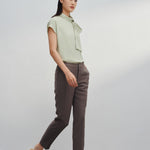 G2000 Shirts & Tops Crepe Stand Collar Blouse With Tie Detail
