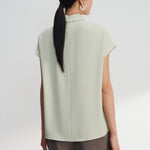 G2000 Shirts & Tops Crepe Stand Collar Blouse With Tie Detail