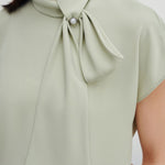G2000 Shirts & Tops Crepe Stand Collar Blouse With Tie Detail