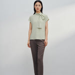 G2000 Shirts & Tops Crepe Stand Collar Blouse With Tie Detail Surf Crest Regular