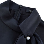 G2000 Shirts & Tops Crepe Stand Collar Blouse With Tie Detail