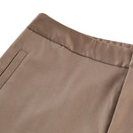 G2000 Pants Cotton Blend Spandex Satin Cropped Cigarette Pants With Elastic Waistband