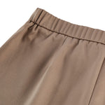 G2000 Pants Cotton Blend Spandex Satin Cropped Cigarette Pants With Elastic Waistband