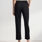 G2000 Pants Cotton Blend Spandex Satin Cropped Cigarette Pants With Elastic Waistband