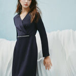 G2000 Dresses Pleated Satin Wrap Dress