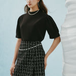 G2000 Shirts & Tops Crepe Mock Neck Short Sleeve Blouse