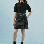 G2000 Shirts & Tops Crepe Mock Neck Short Sleeve Blouse Pitch Black Regular