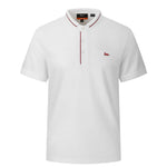 G2000 Polos Super Light Mercerized Cotton Pique Stand Collar Polo Tee with Logo Pure White Smart