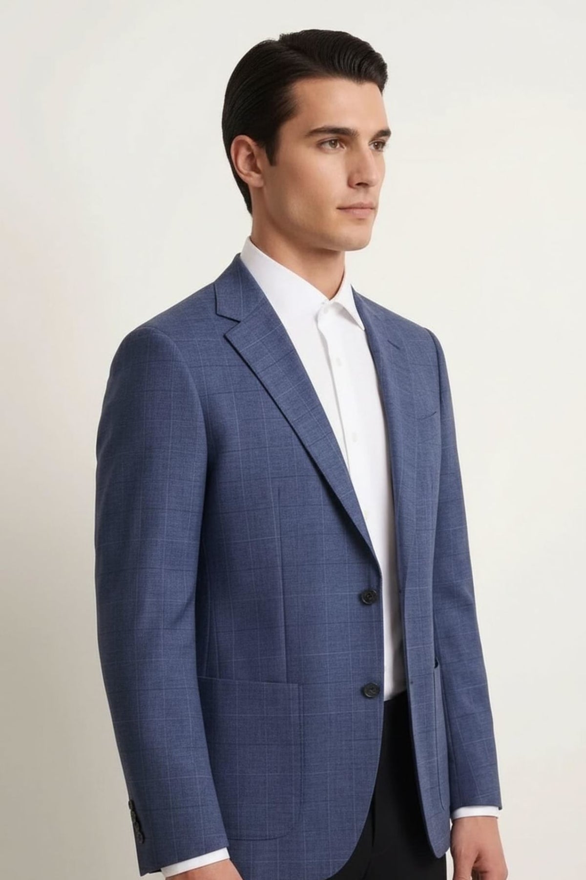 Quick Dry Wicking Poly Rayon Check Smart Fit Suit Blazer