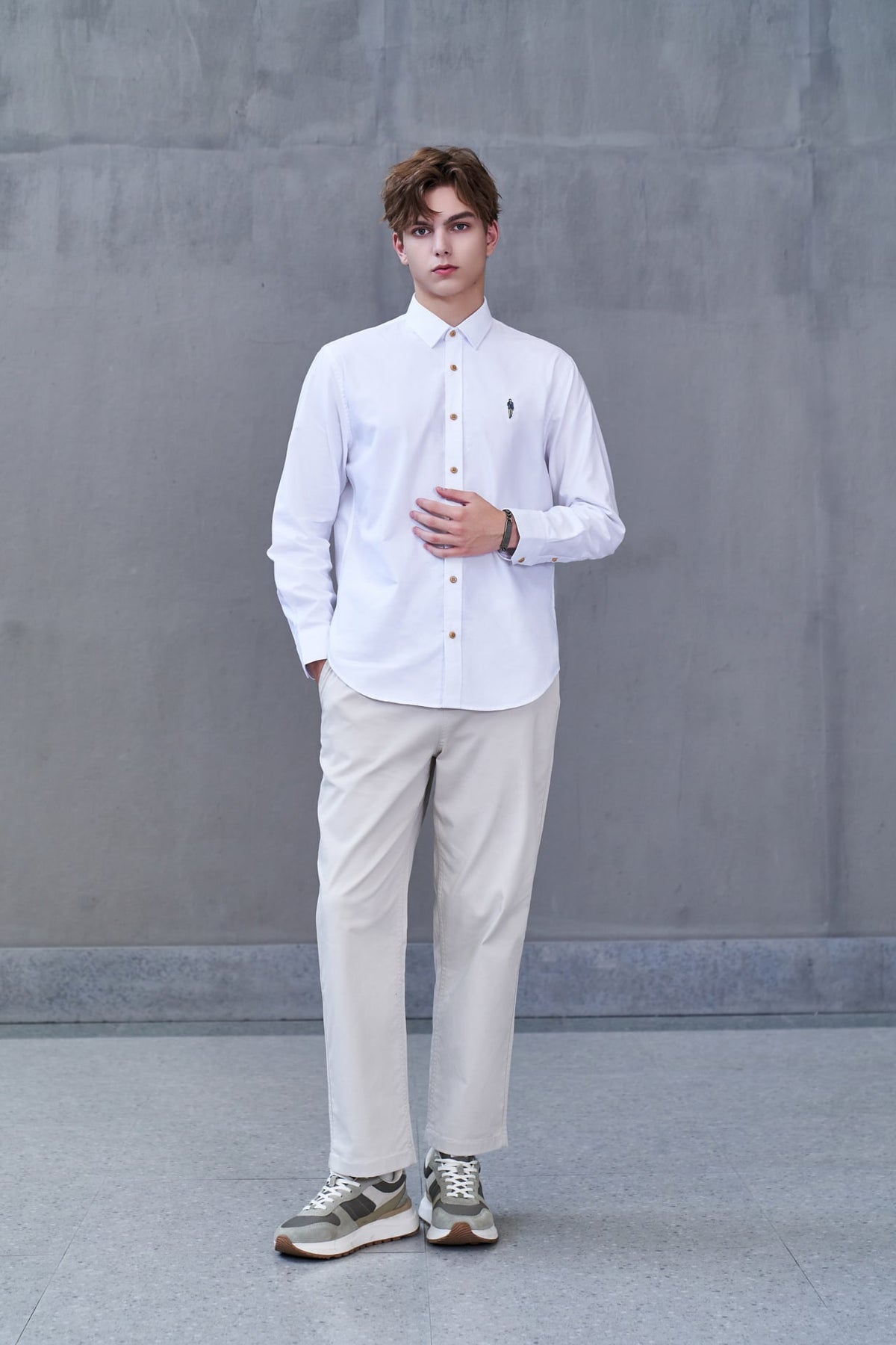 G2000 Shirts G2000 X Rodrigo Saldana Oxford Embroidery Casual Shirts Pure White Comfort