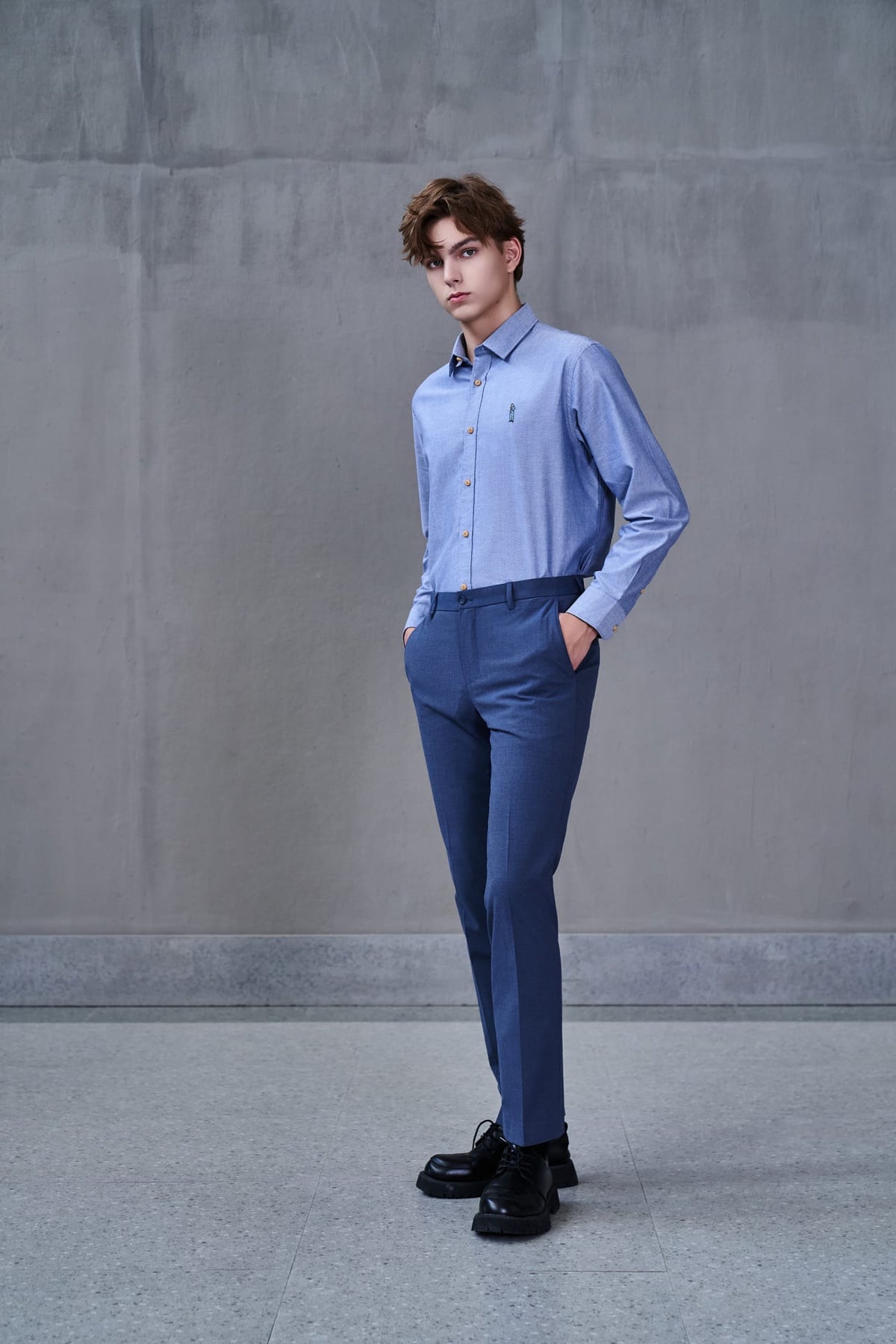G2000 Shirts G2000 X Rodrigo Saldana Oxford Embroidery Casual Shirt Deep Sea Wander Comfort