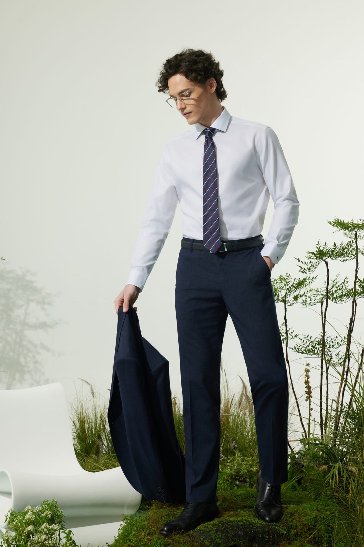 G2000 - Shirts - Non-Iron Premium Cotton Smart Fit Dobby Twill Shirt with Design Detail