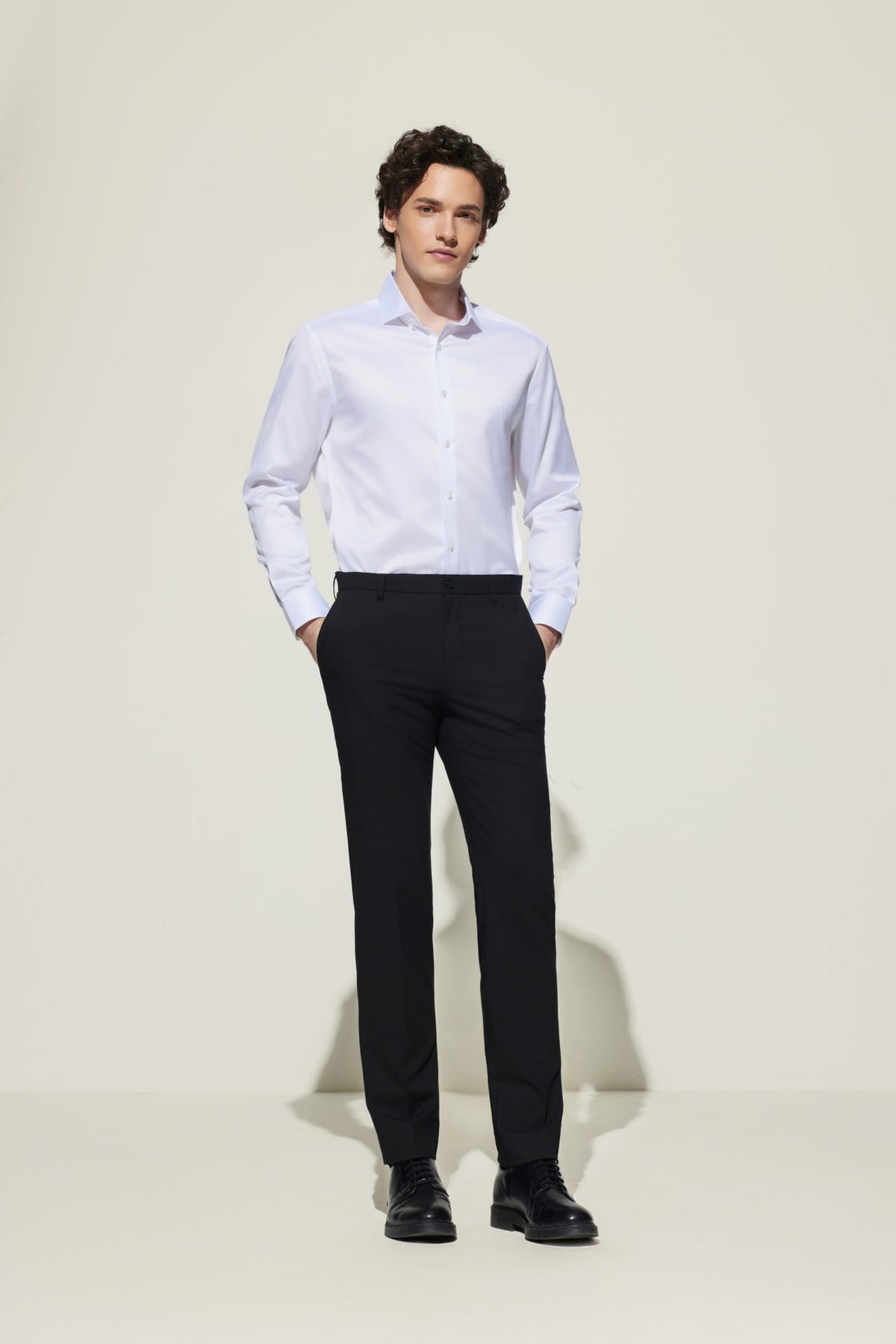 G2000 Shirts Non-Iron Premium Cotton Smart Fit Wide Herringbone Shirt Polished Frost Smart