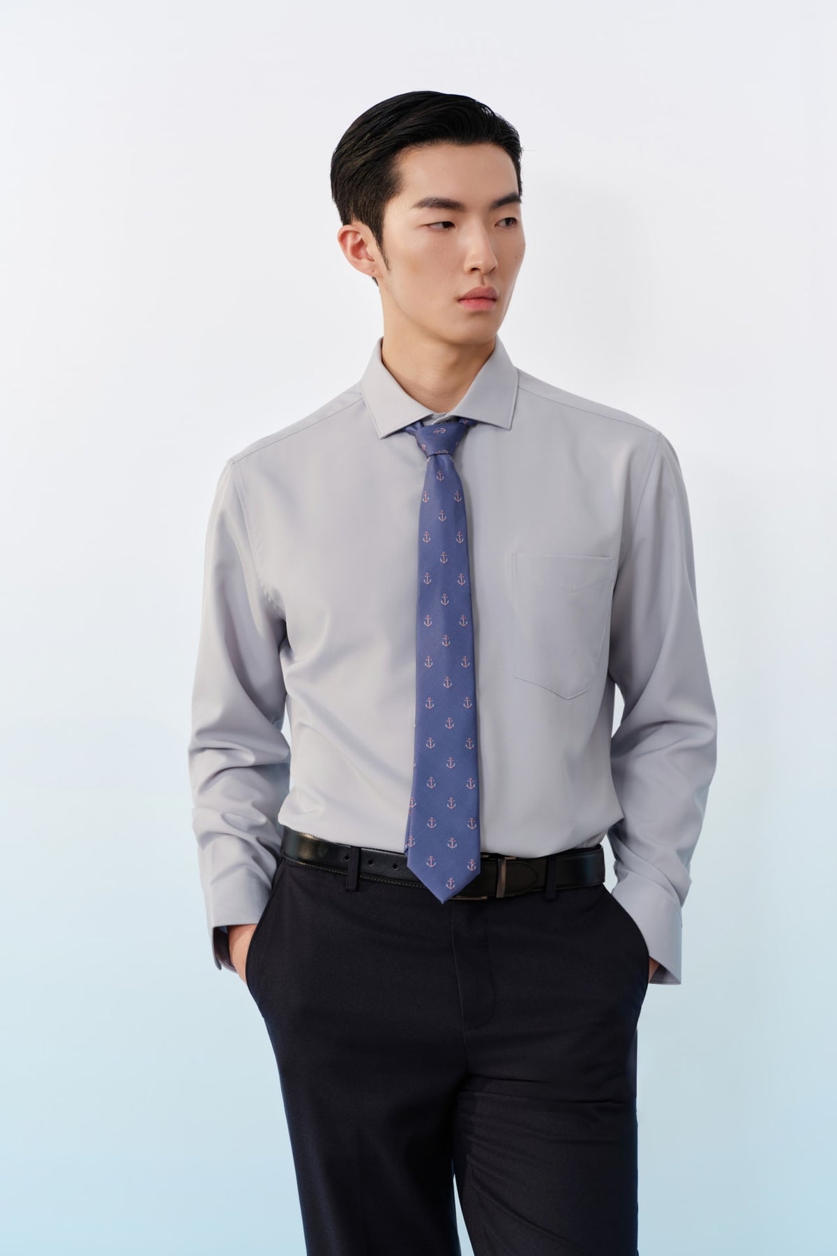 G2000 - Shirts - Non-Iron Dry Poplin Smart Fit Long Sleeve Shirt - Lilac Marble - Smart