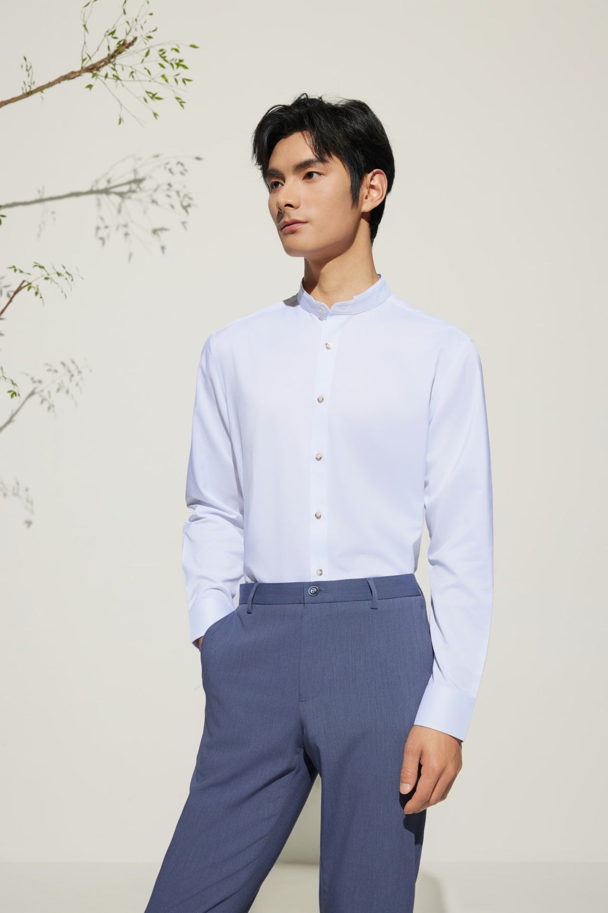 G2000 - Shirts - Non-Iron Dry Smart Fit Poplin Stand Collar Shirt with Design Detail