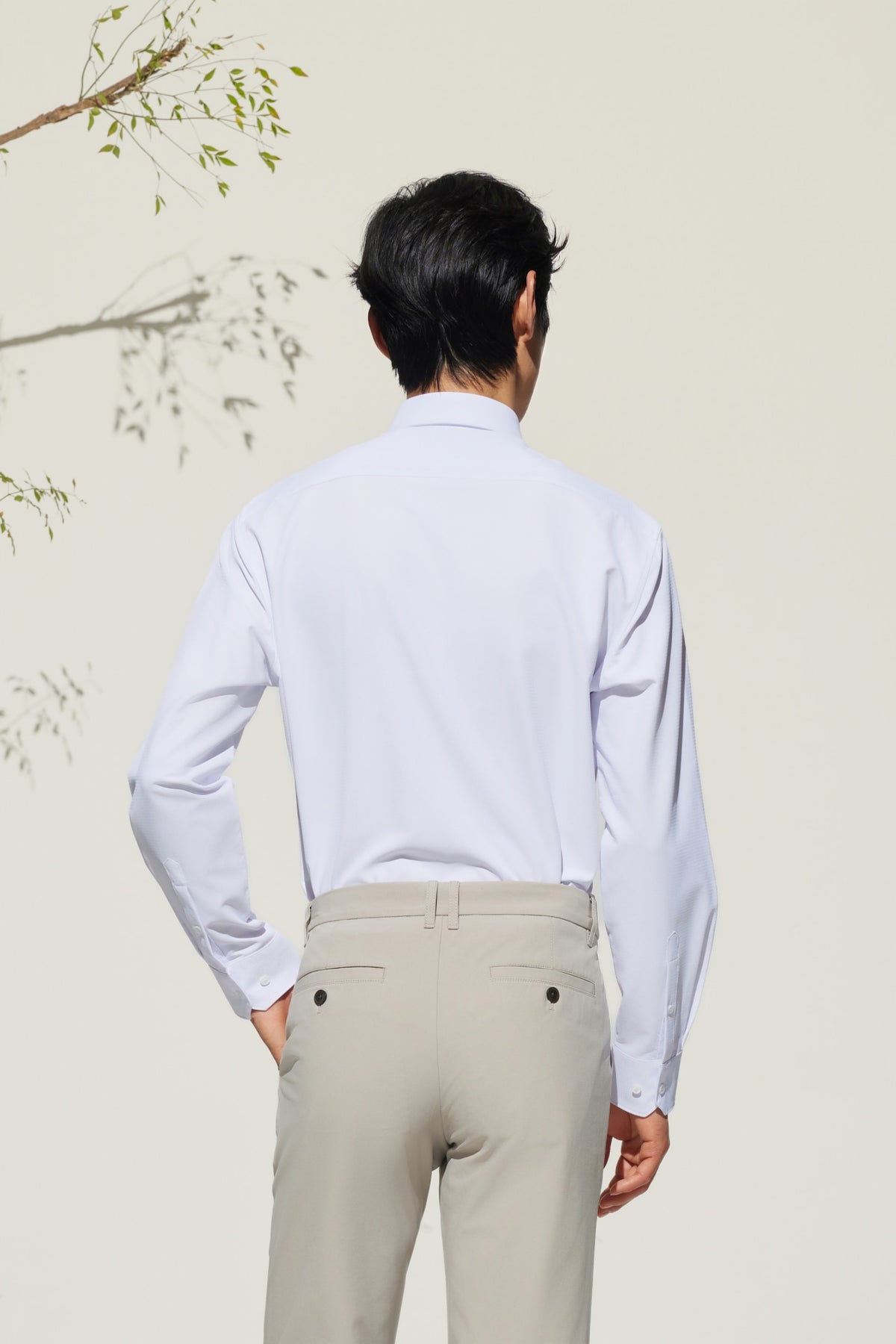 Non-Iron Dry Stretch Herringbone Smart Fit Long Sleeve Shirt