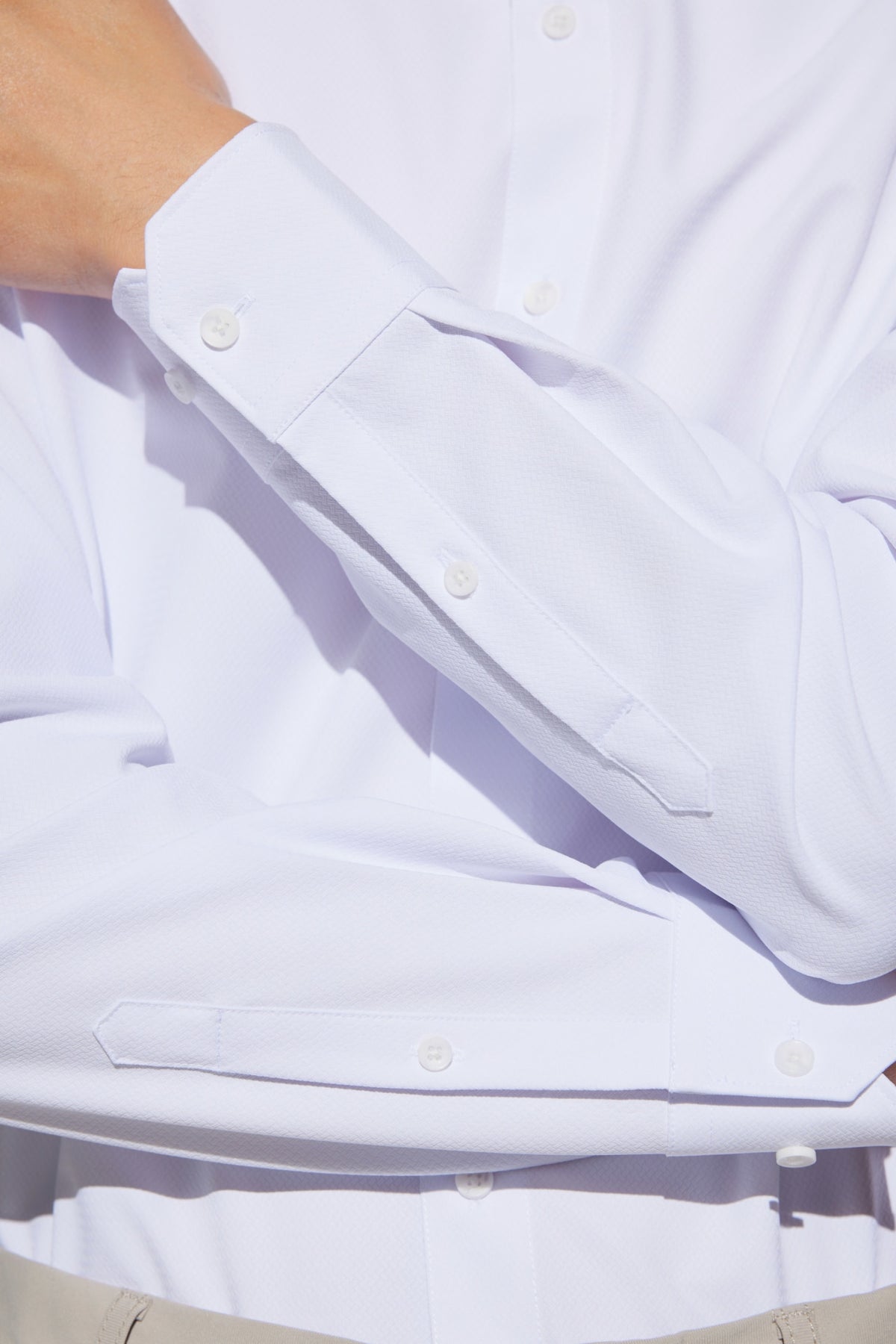 Non-Iron Dry Stretch Herringbone Smart Fit Long Sleeve Shirt