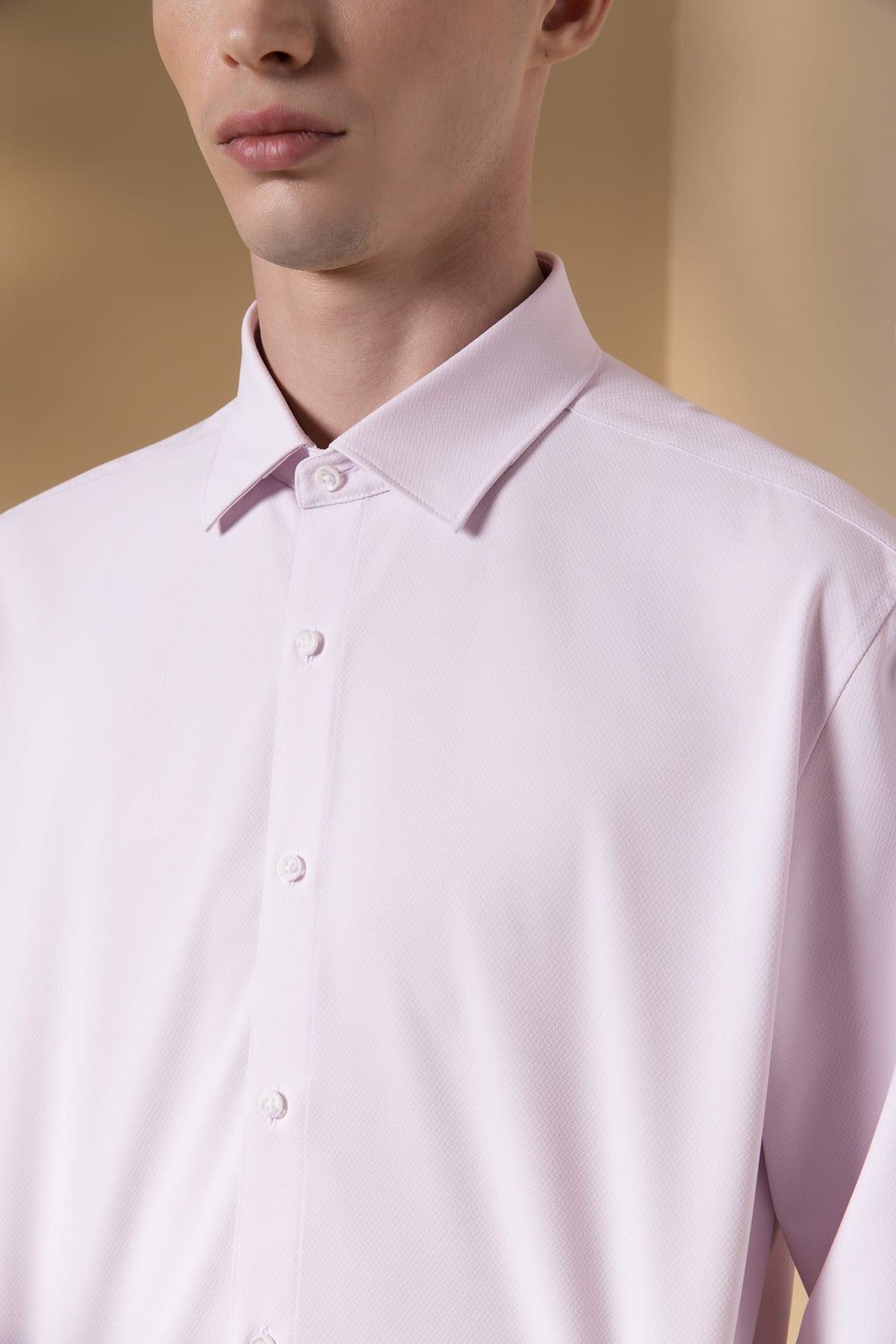 Non-Iron Dry Stretch Herringbone Smart Fit Long Sleeve Shirt