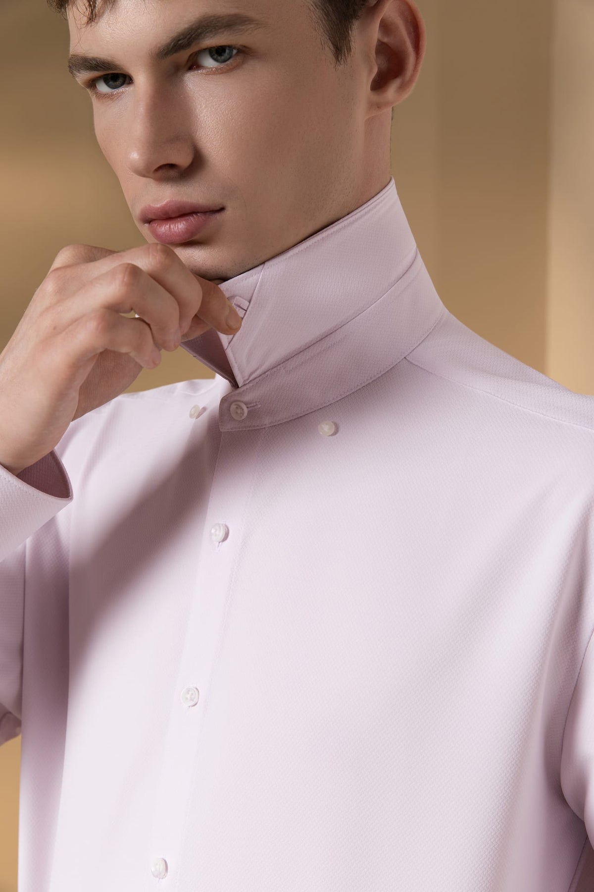 Non-Iron Dry Stretch Herringbone Smart Fit Long Sleeve Shirt