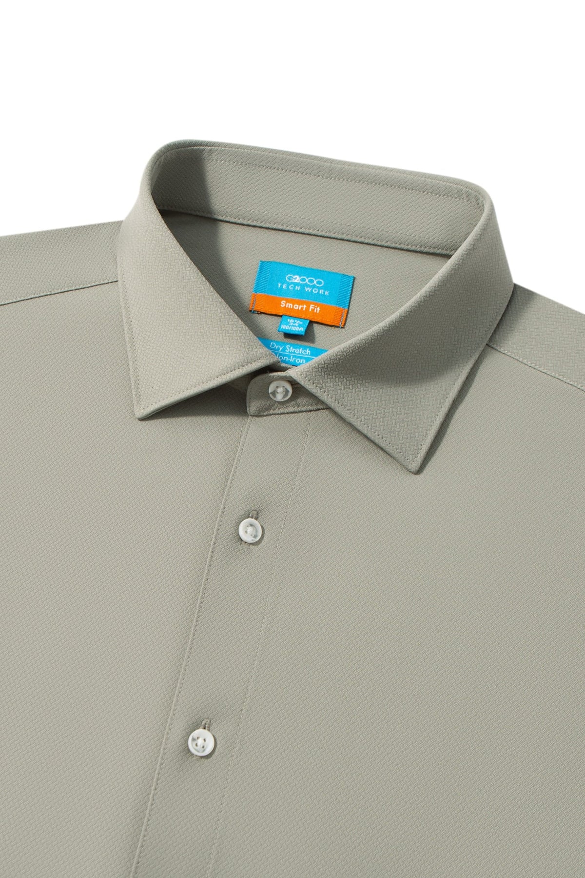 Non-Iron Dry Stretch Herringbone Smart Fit Long Sleeve Shirt