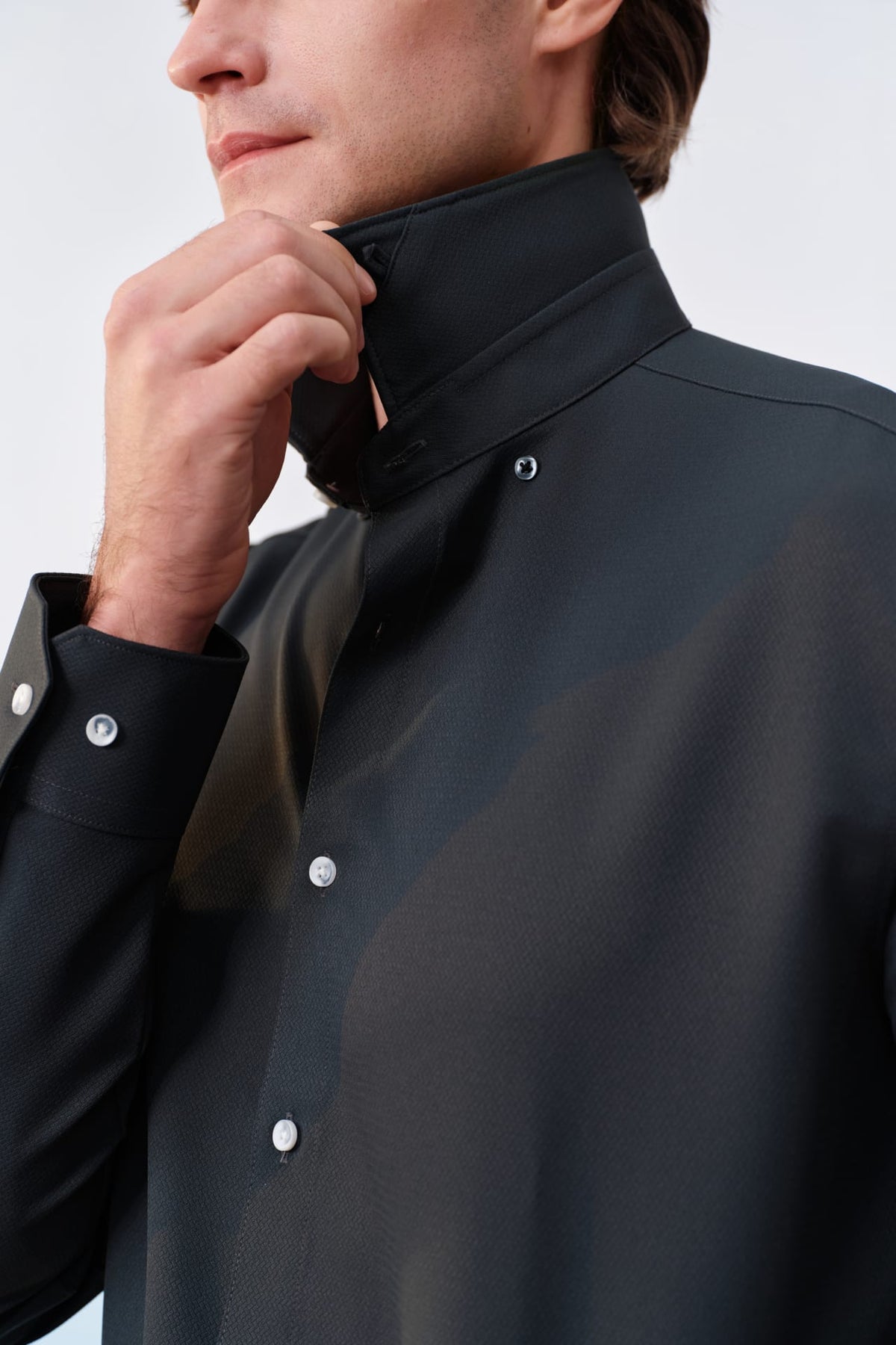 G2000 - Shirts - Non-Iron Dry Multi-Way Stretch Herringbone Smart Fit Long Sleeve Shirt