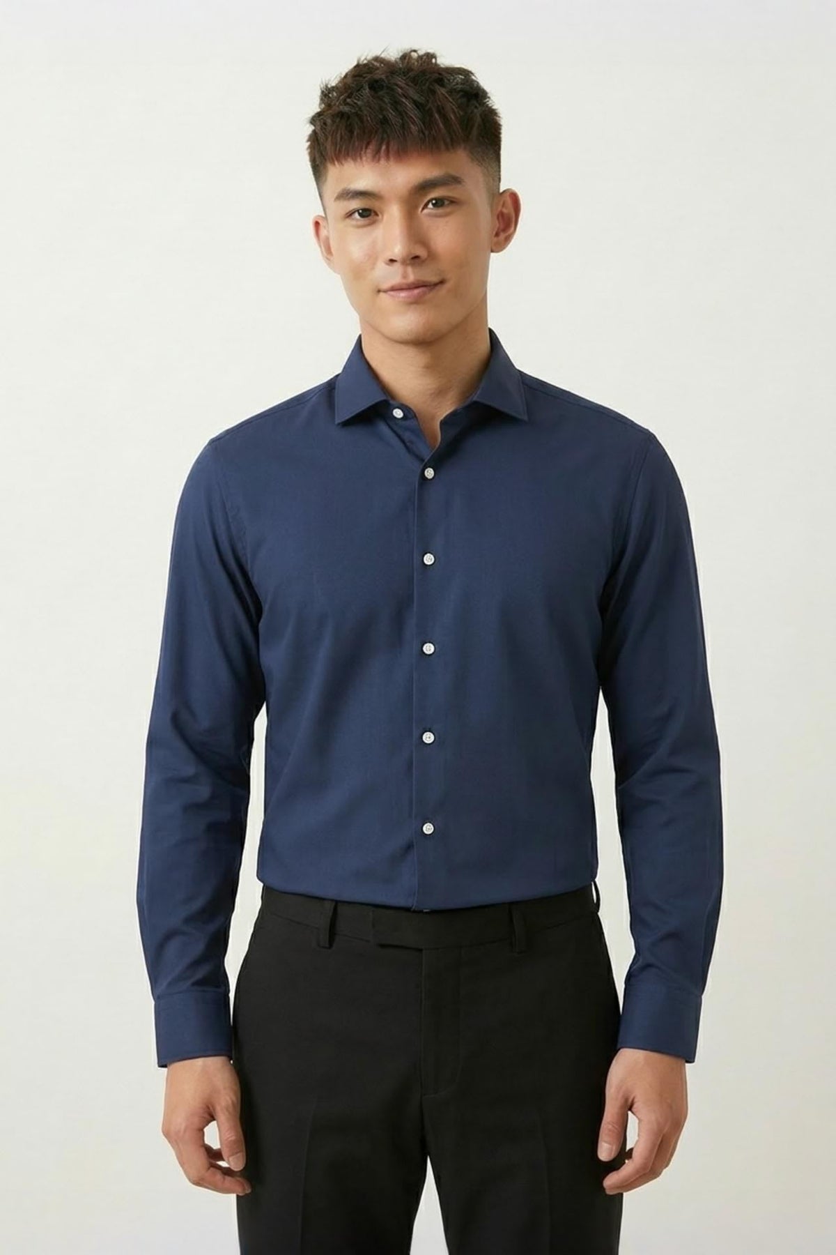 G2000 Shirts Non-Iron Cool Touch Stretch Twill Smart Fit Long Sleeve Shirt Blue Nights Smart