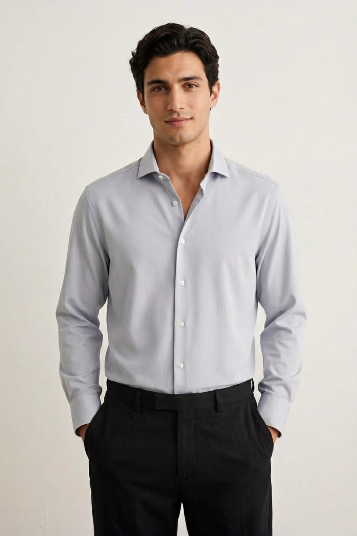G2000 - Shirts - Non-Iron Cool Touch Stretch Twill Smart Fit Long Sleeve Shirt - Smart - Flint Stone