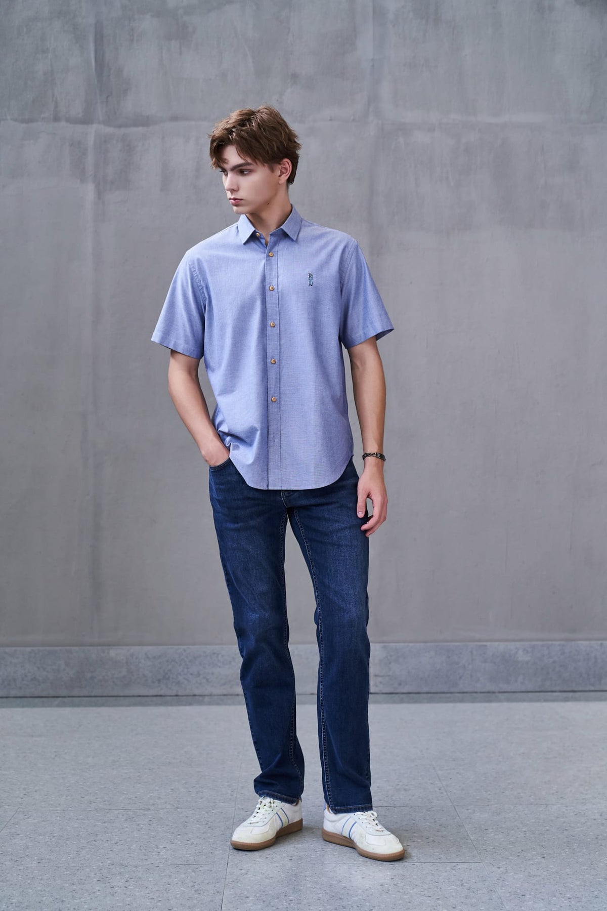 G2000 Shirts G2000 X Rodrigo Saldana Oxford Embroidery Casual Shirts Deep Sea Wander Comfort
