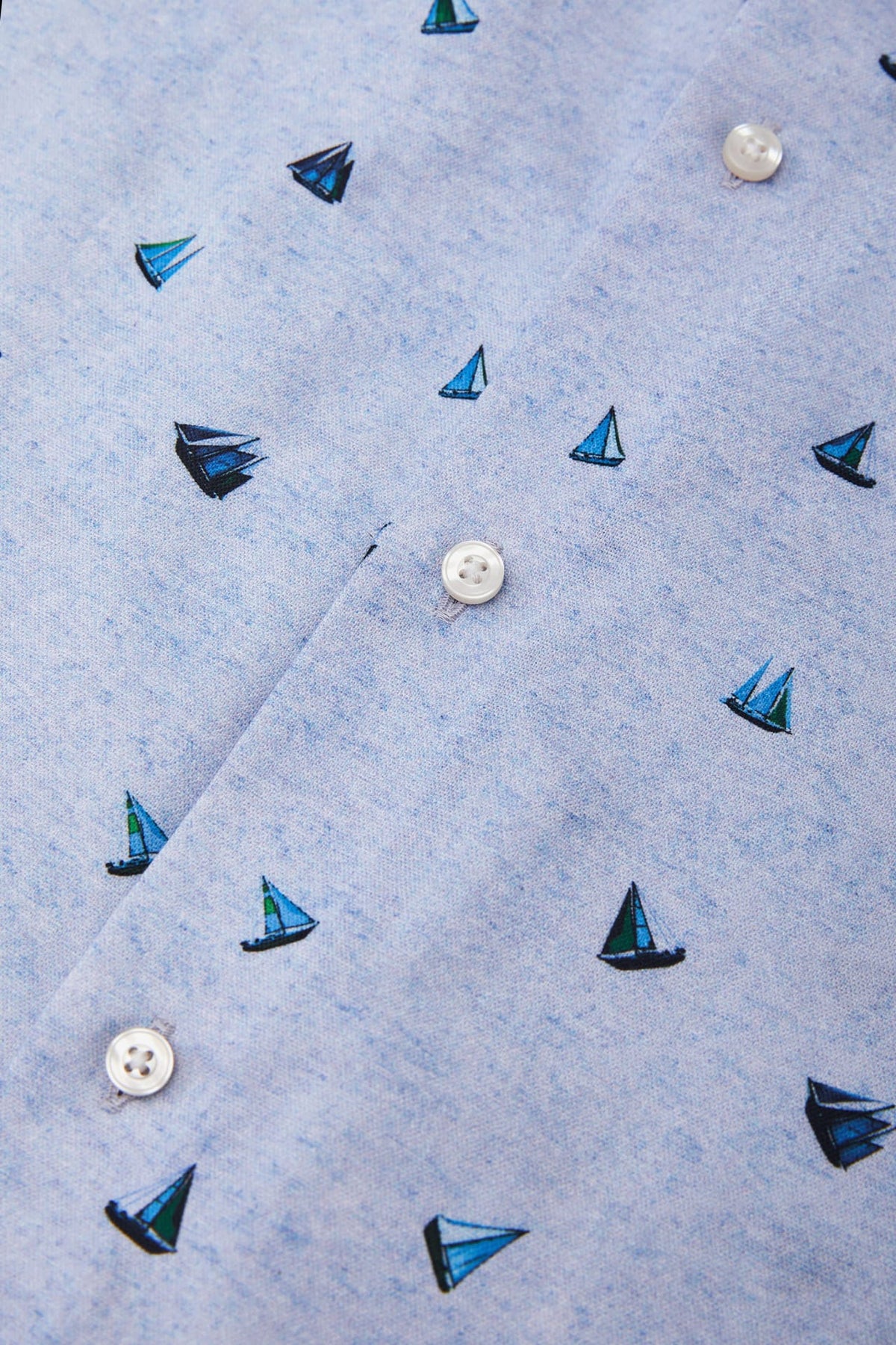 G2000 - Shirts - Cotton Oxford Sail Boat Digital Print Smart Fit Short Sleeve Casual Shirt