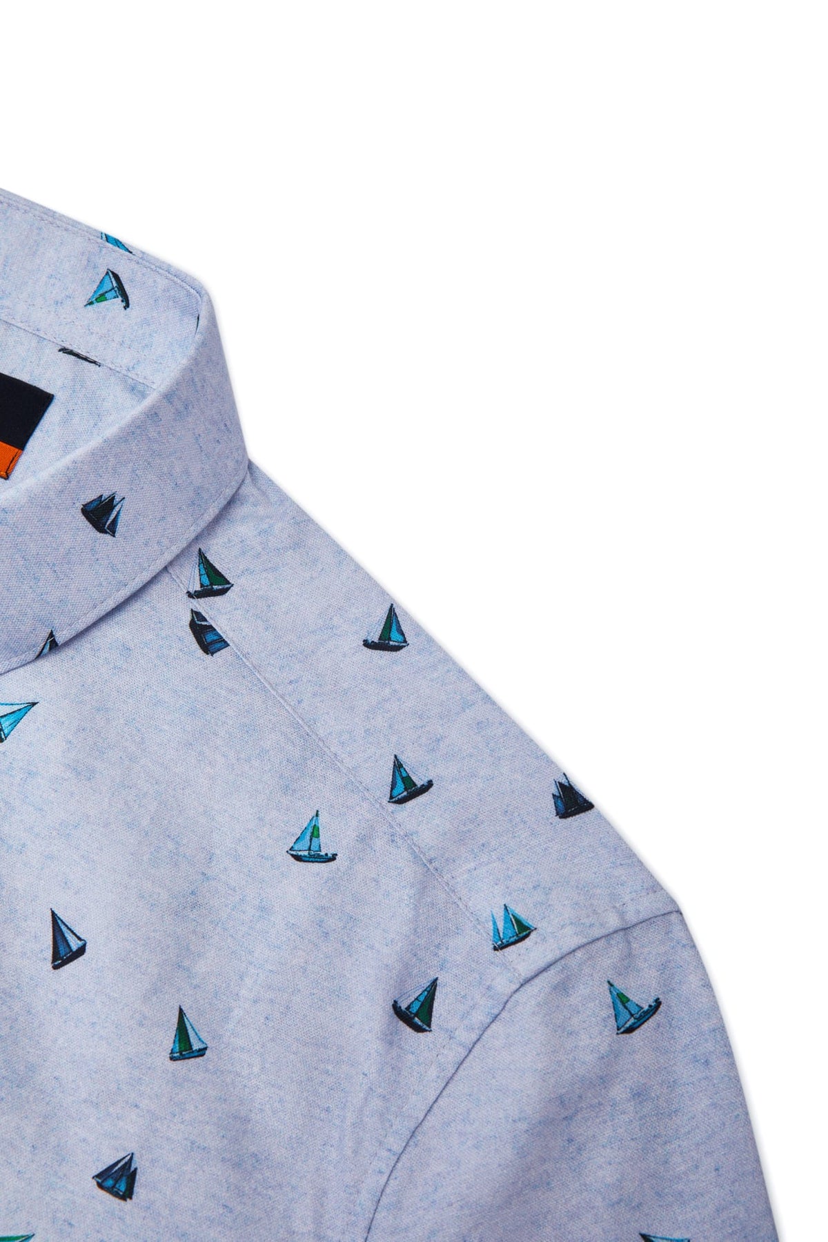 G2000 - Shirts - Cotton Oxford Sail Boat Digital Print Smart Fit Short Sleeve Casual Shirt