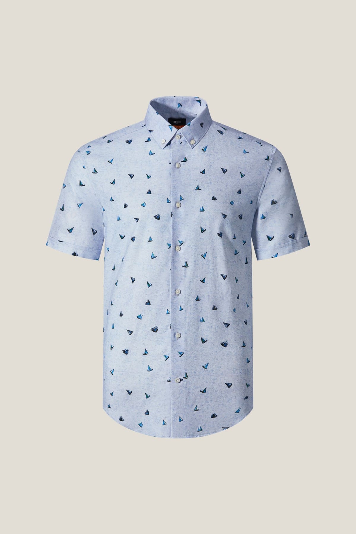 G2000 - Shirts - Cotton Oxford Sail Boat Digital Print Smart Fit Short Sleeve Casual Shirt - Atlantic Voyage - Smart