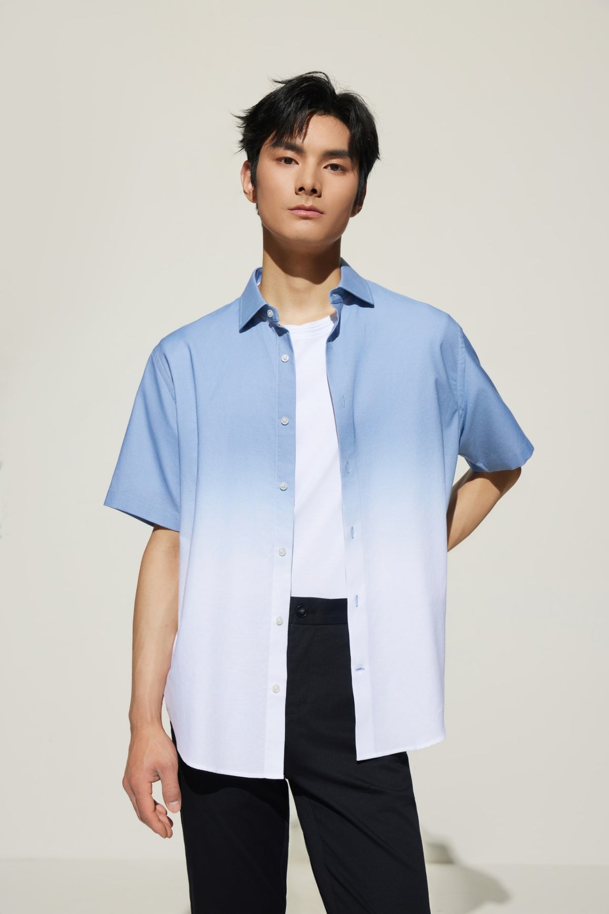 G2000 - Shirts - Cotton Oxford Gradient Digital Print Comfort Fit Short Sleeve Casual Shirt